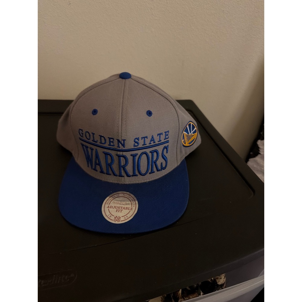 Mitchell & Ness Golden State Warriors Snapback Hat Grey Blue NBA Cap NZT08